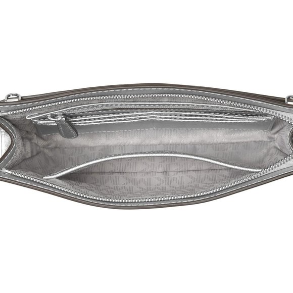 MICHAEL KORS Jet Set Large Crossbody Clutch - Pewter NWT - Picture 8 of 10